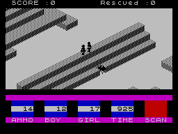 The same Ant Attack scene from a third direction, the two figures still on the same wall