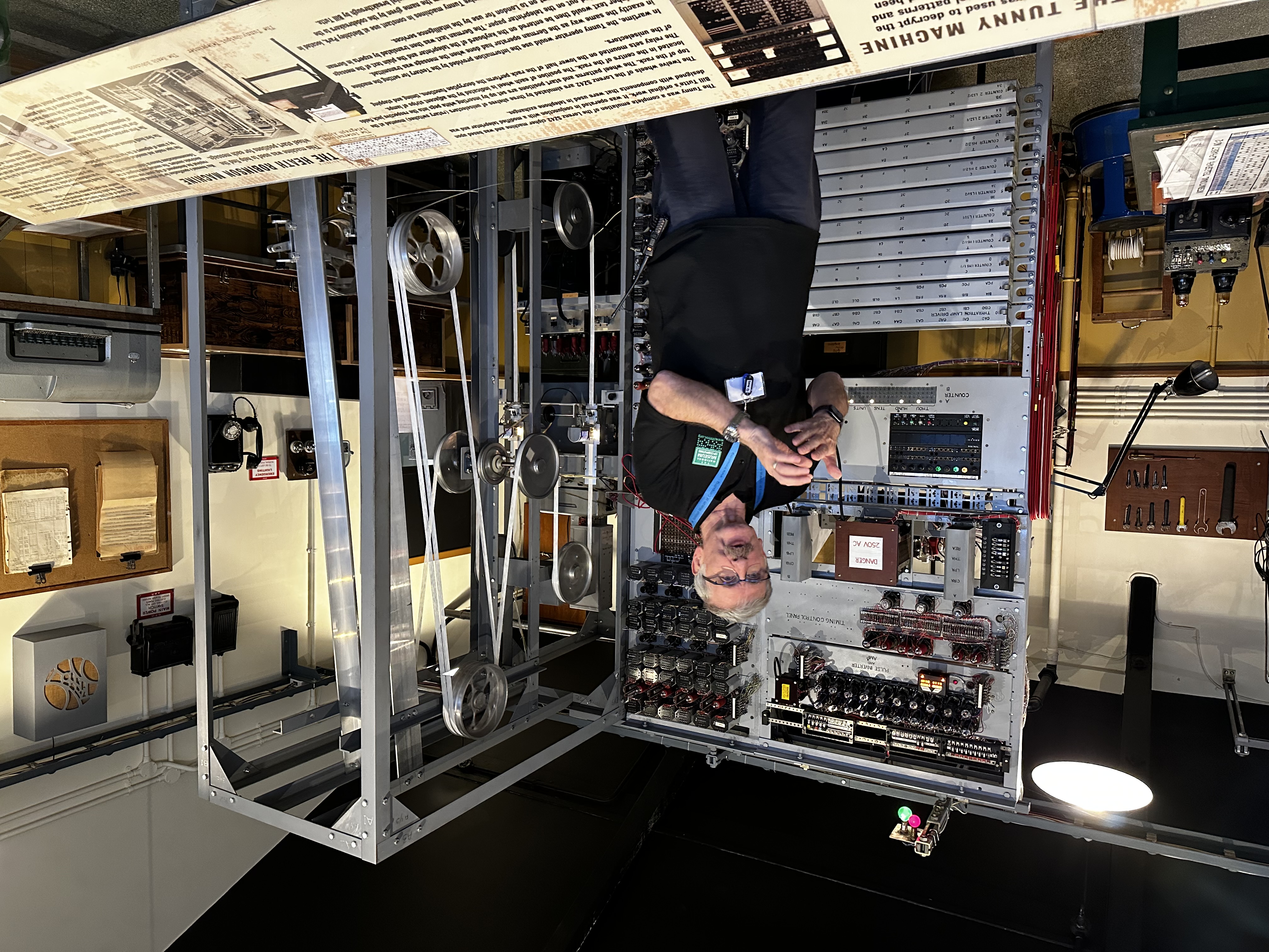 Museum volunteer explaining Colossus and Tunny