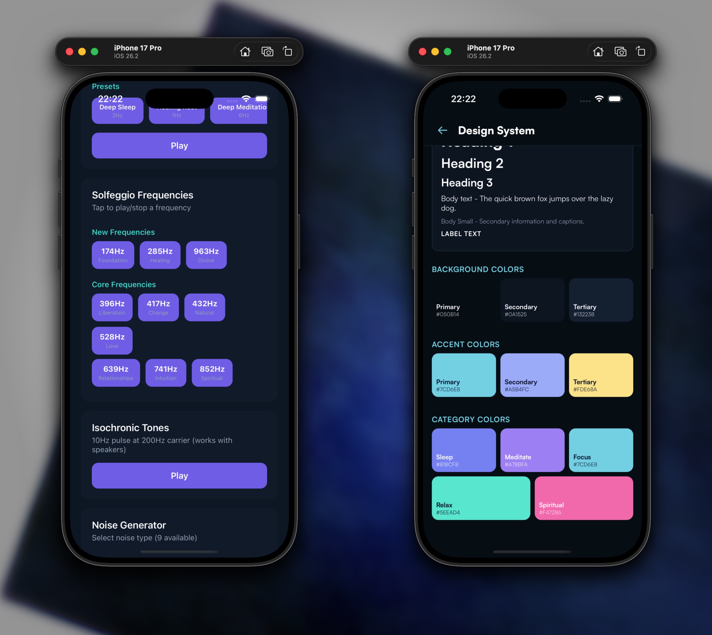 Audio engine prototype and design system side by side